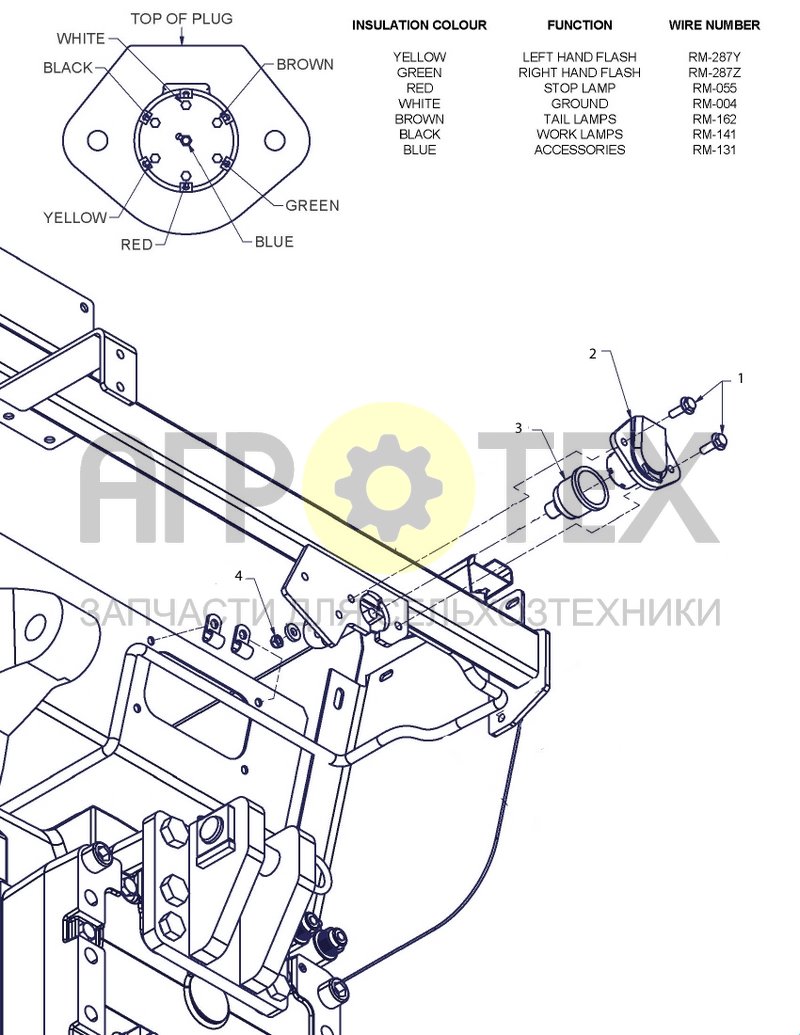 Чертеж Розетки прицепа SAE J560 (RC2.03.001)